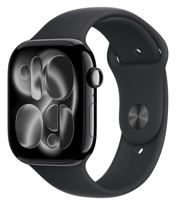 Apple Watch Series 11, 42 mm, Jet Black Aluminum Black Sport Band S/M